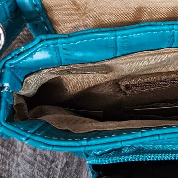 NEW MultiSac Croc Purse Strap Teal Turquoise Crossbody Embossed Blue Handbag NWT - Picture 16 of 16